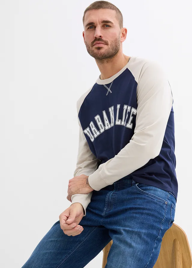 Relaxed fit stretch jeans met biologisch katoen, straight • blauw denim • product-page.page-title-suffix