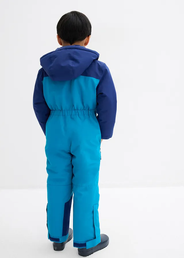 Combinaison de ski à doublure chaude, capuche amovible et détails réfléchissants, Couleur: turquoise atlantique-bleu nuit