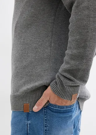 Fijn gebreide trui met katoen • grijs gemêleerd • bonprix online shop