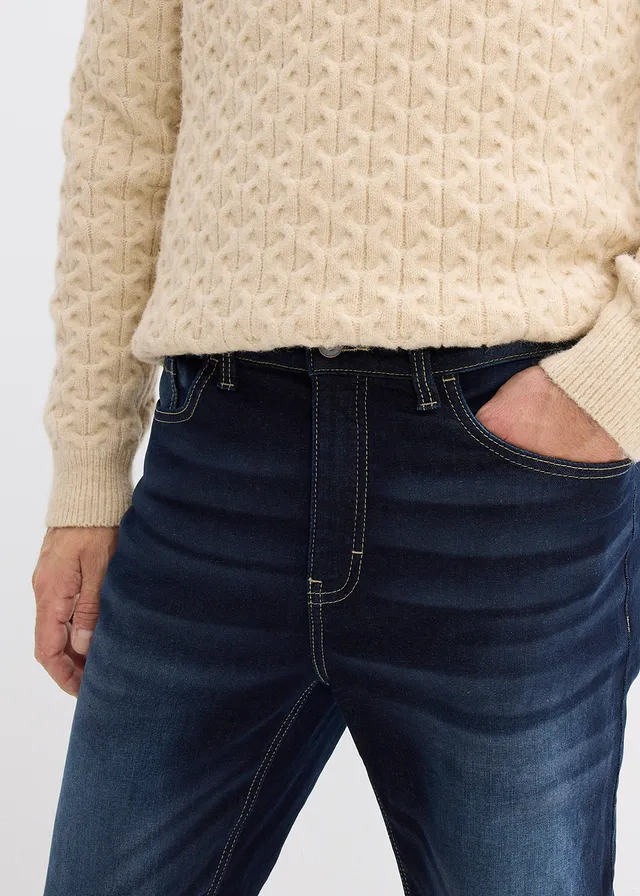 Classic fit stretchjeans met comfortabele tailleband, bootcut • donkerblauw denim • product-page.page-title-suffix