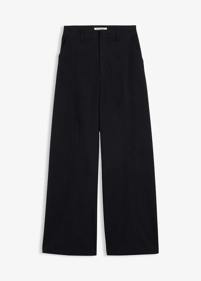 Pantaloni Marlene cu talie înaltă, din mix cu viscoză