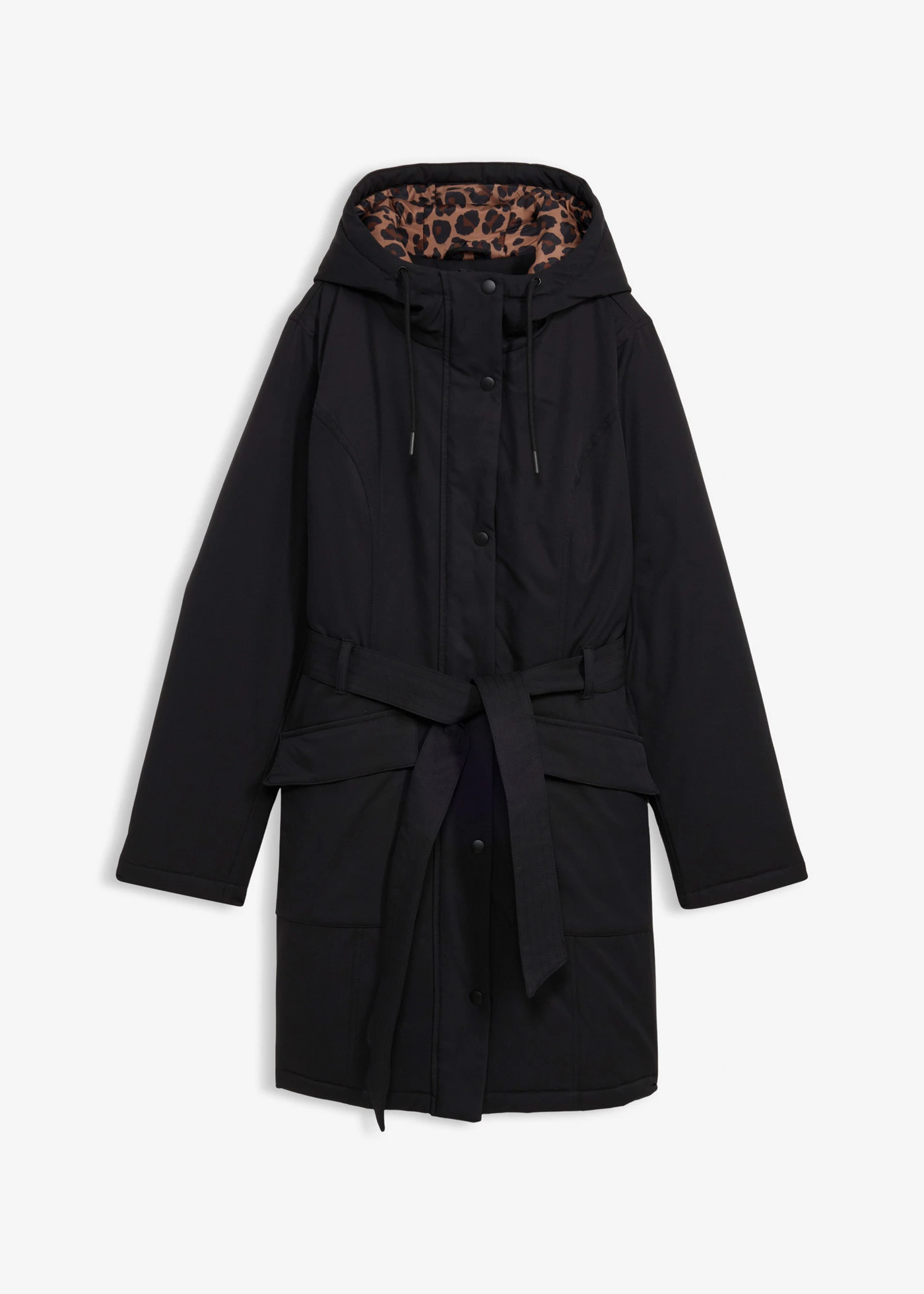 Mantou scurt outdoor imermeabil cu cordon și căptușeală leo • negru • magazin bonprix