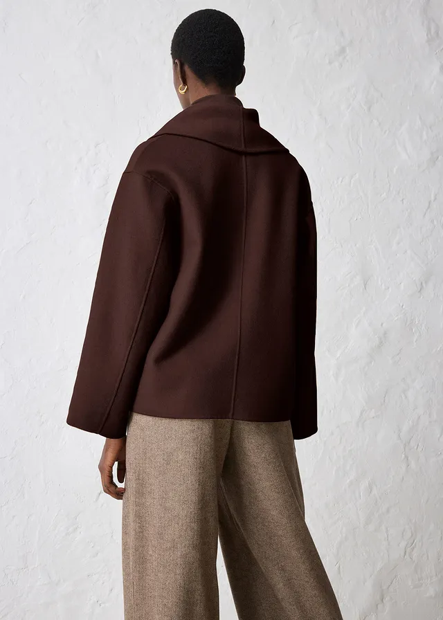 Veste douce et oversize, Couleur: marron foncé