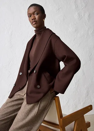 Geacă oversize din material moale cu lână • maro închis • magazin bonprix