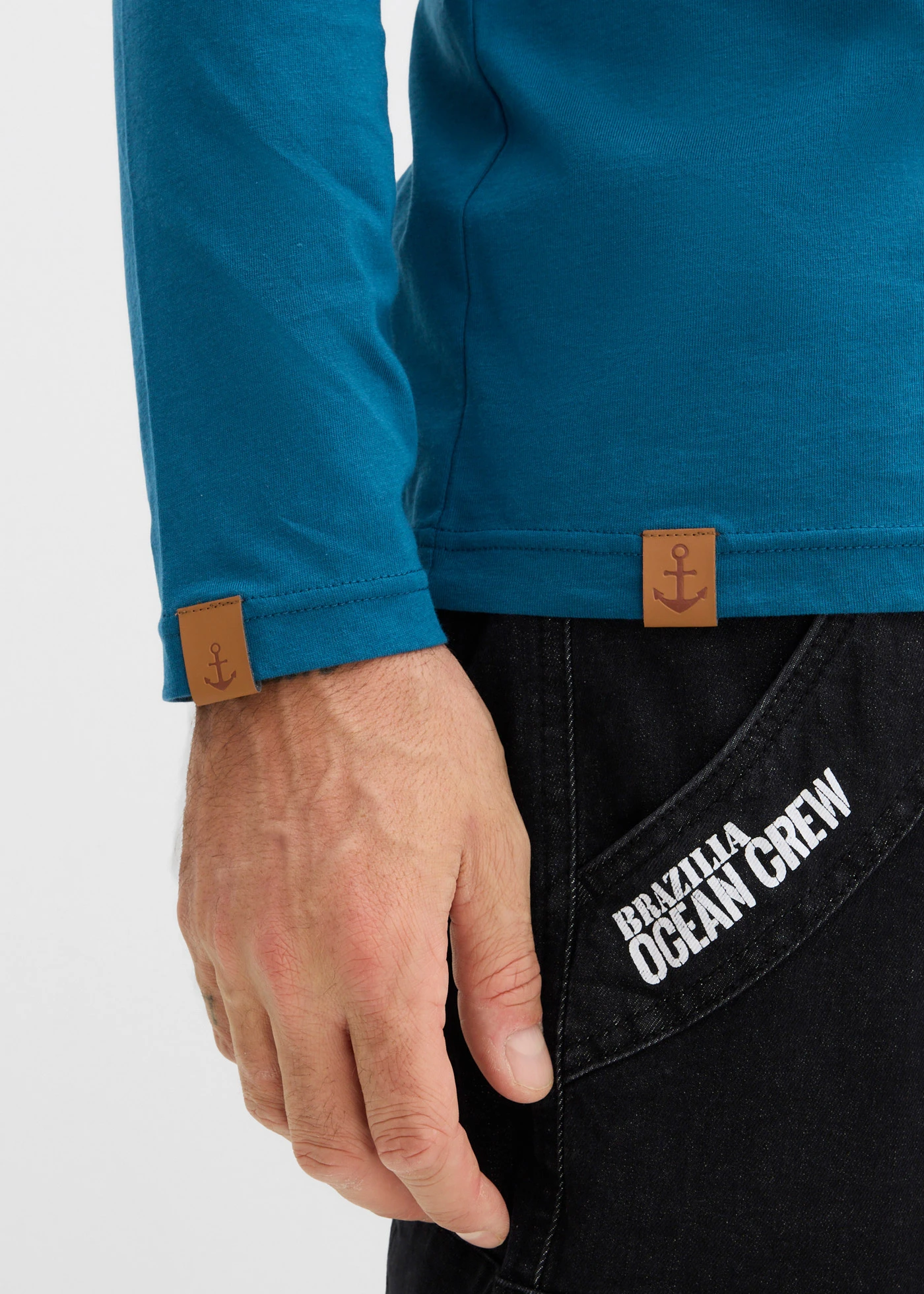 Hosszú ujjú Henley póló (2 db-os csomag), tiszta bio-pamutból • olajkék+szürke melírozott • bonprix áruház