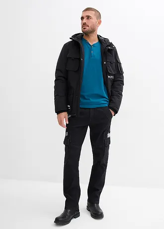 Henley longsleeve van biologisch katoen (set van 2) • blauwpetrol+grijs gemêleerd • bonprix online shop