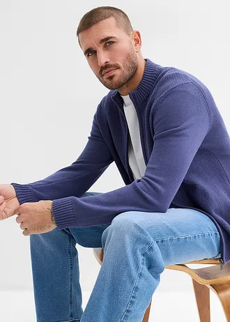 Fijn gebreid vest van puur katoen • indigo • bonprix online shop