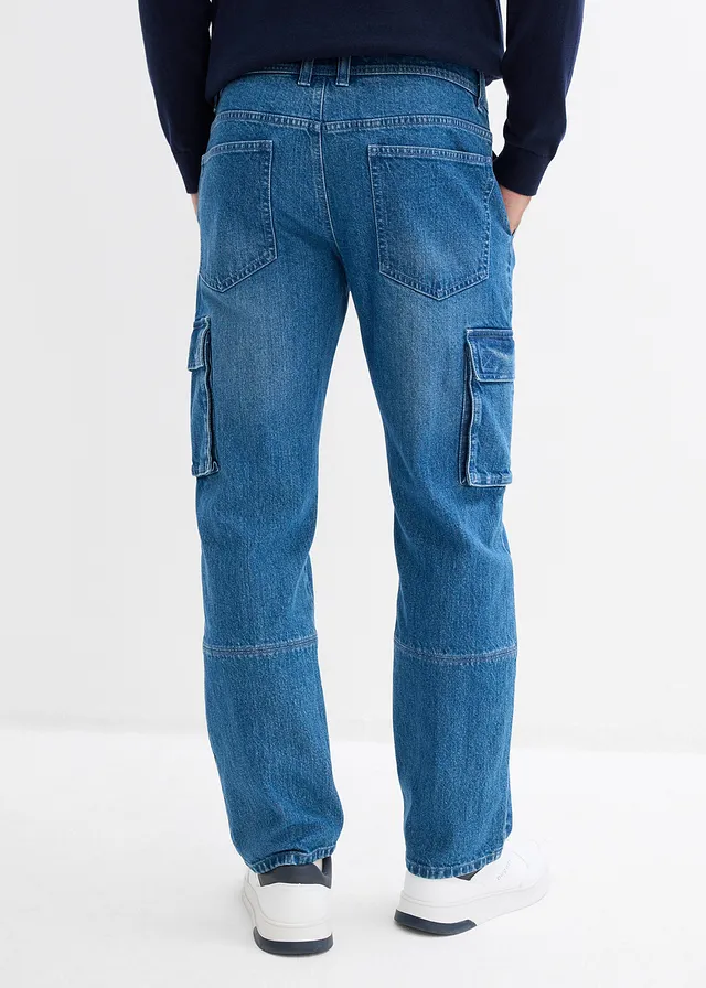 Jean cargo loose, droit • bleu moyen denim • product-page.page-title-suffix