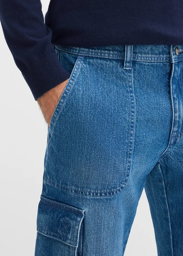 Jean cargo loose, droit • bleu moyen denim • product-page.page-title-suffix