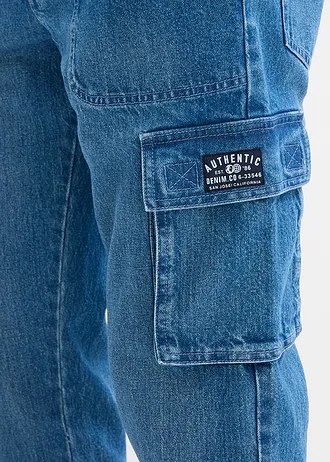 Džínsy s kapsáčami, strečové, rovné, Relaxed Fit • stredne modrá denim • obchod bonprix