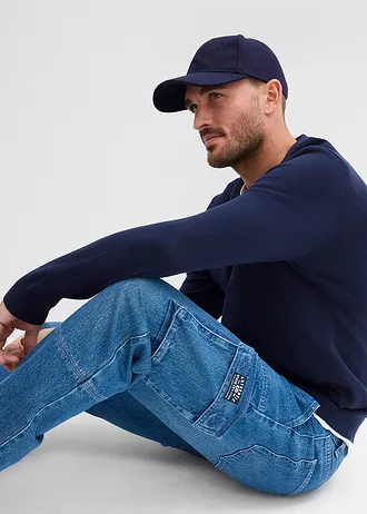 Relaxed Fit cargo-sztreccsfarmer, Straight • középkék denim • bonprix áruház