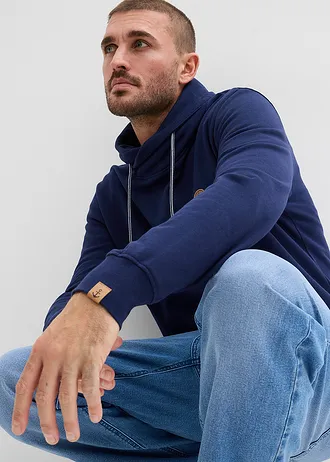 Sweater met sjaalkraag van puur biologisch katoen • donkerblauw • bonprix online shop