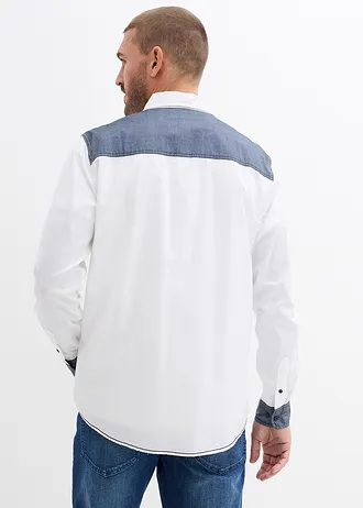 Overhemd van puur katoen met lange mouwen, Kleur: wit