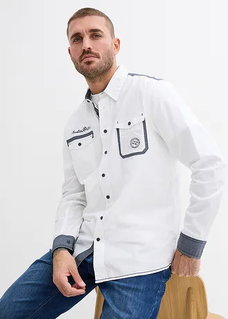 Overhemd van puur katoen met lange mouwen • wit • bonprix online shop