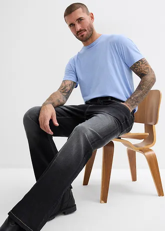 Blugi classic fit cu stretch și talie comodă, evazați bootcut • negru denim • magazin bonprix