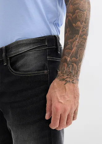 Blugi classic fit cu stretch și talie comodă, evazați bootcut • negru denim • magazin bonprix