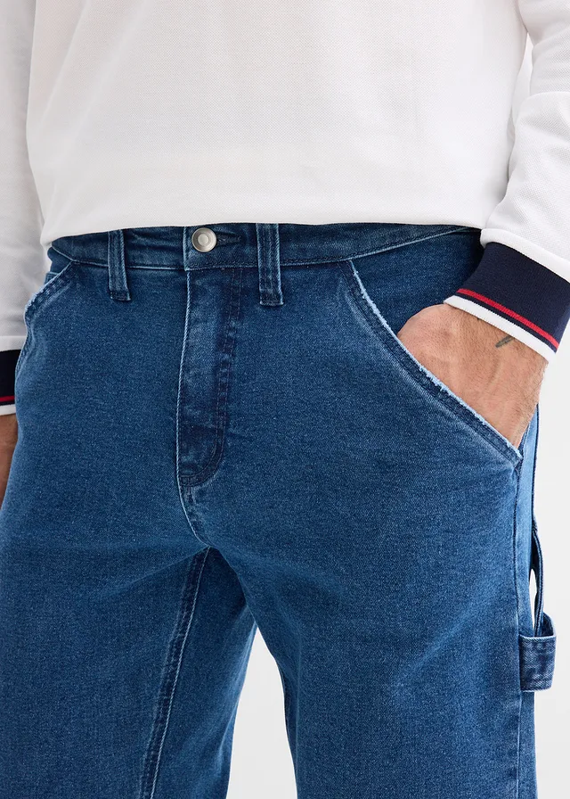 Jean charpentier loose à taille élastiquée, droit • bleu denim used • product-page.page-title-suffix