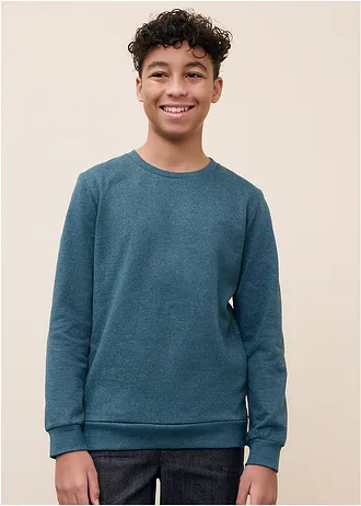 Sweatshirt van zachte katoenmix (set van 2), Kleur: antraciet gemêleerd+blauwgroen