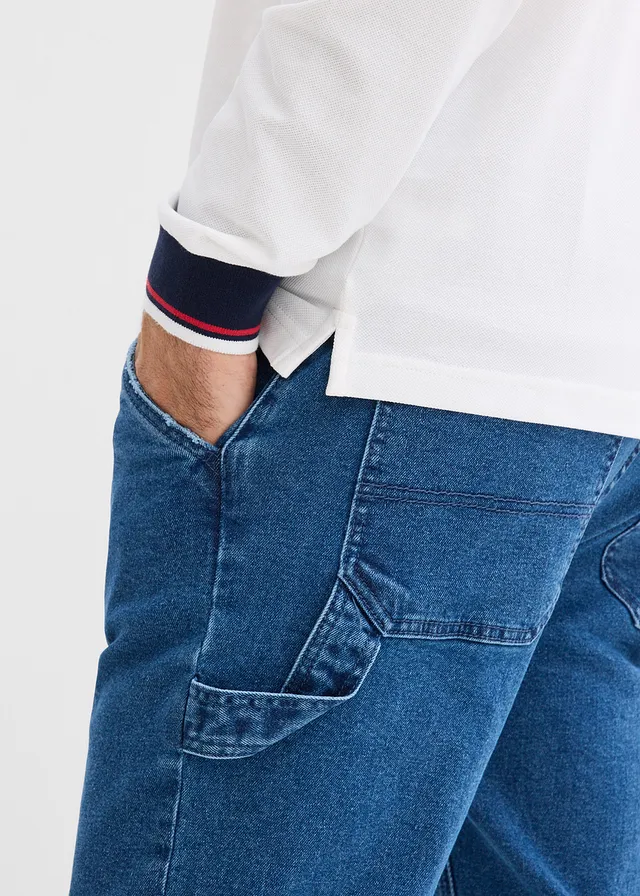 Jean charpentier loose à taille élastiquée, droit • bleu denim used • product-page.page-title-suffix