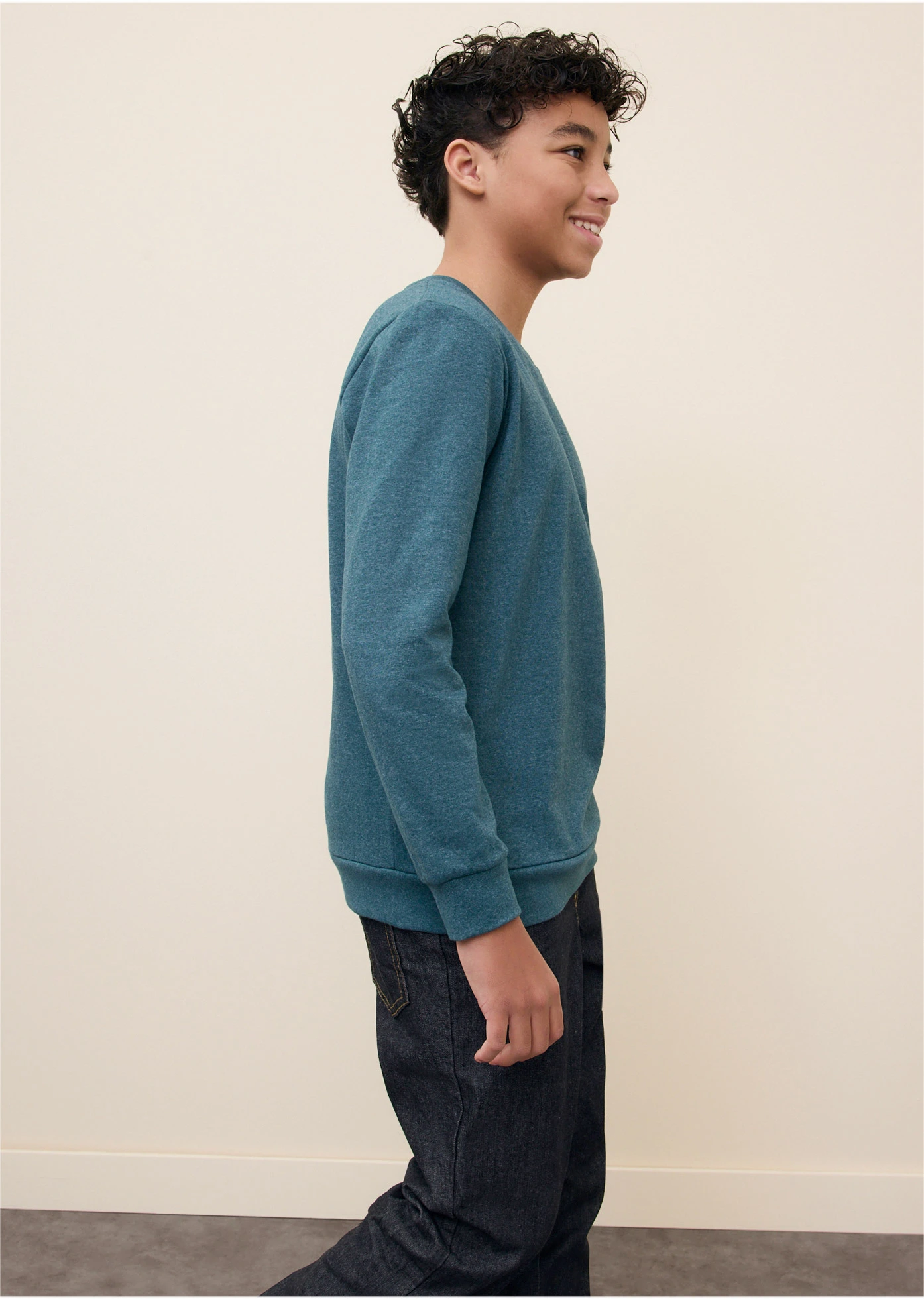 Lot de 2 sweats doux en coton mélangé • anthracite chiné + bleu vert • Boutique bonprix