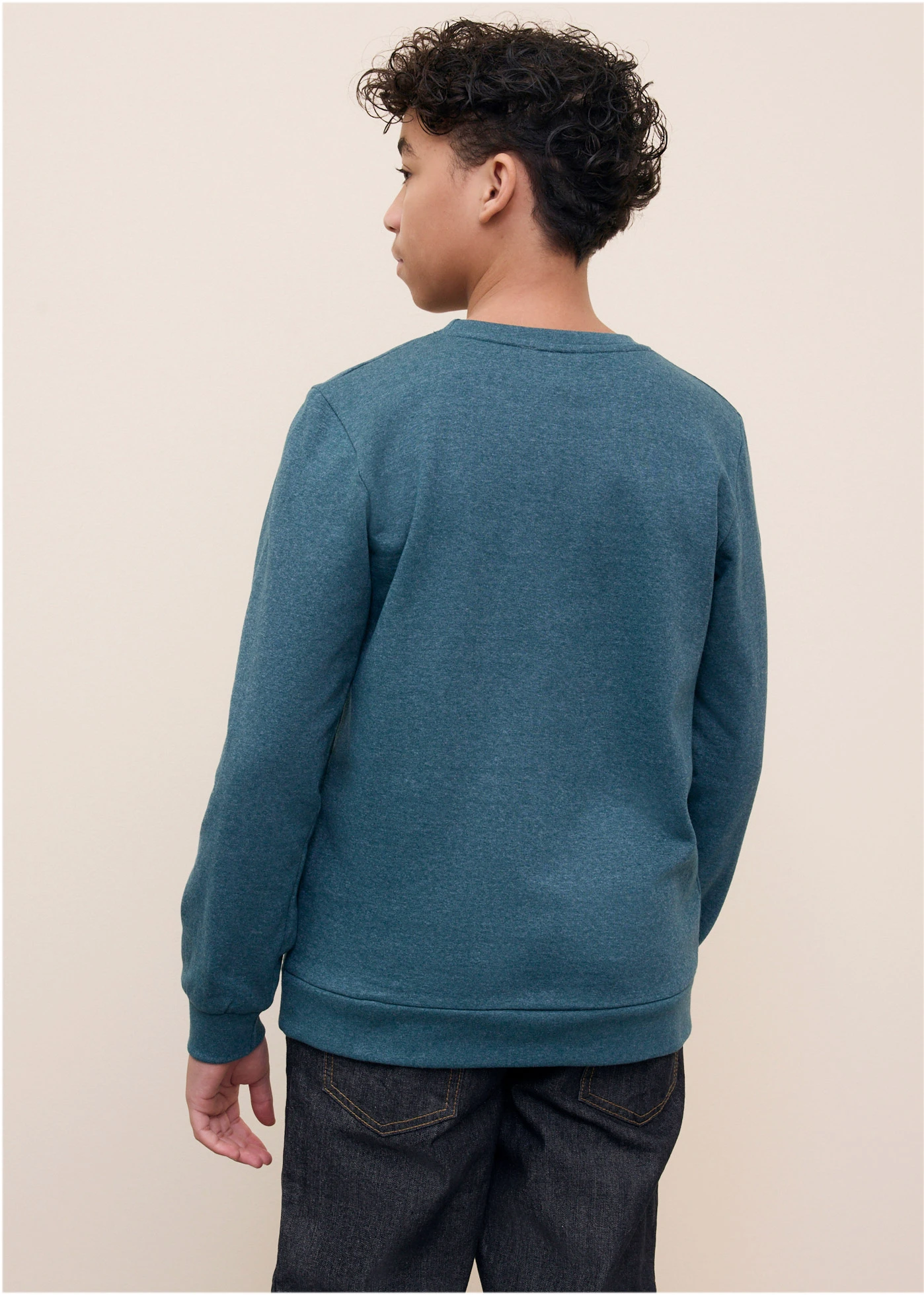 Lot de 2 sweats doux en coton mélangé • anthracite chiné + bleu vert • Boutique bonprix