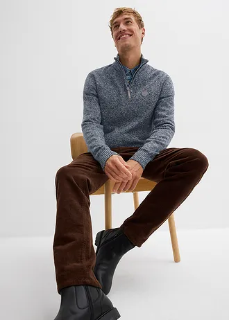 Pull camionneur 100% coton • bleu foncé chiné • Boutique bonprix