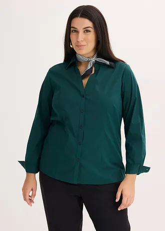 Stretch blouse, Kleur: diepgroen