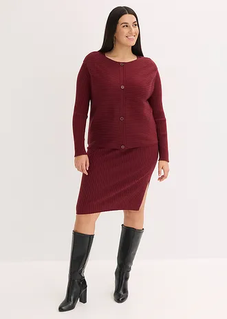 Jurk en gilet (2-dlg. set), Kleur: robijnrood