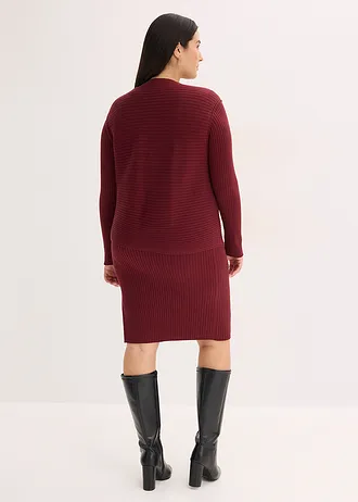 Jurk en gilet (2-dlg. set), Kleur: robijnrood