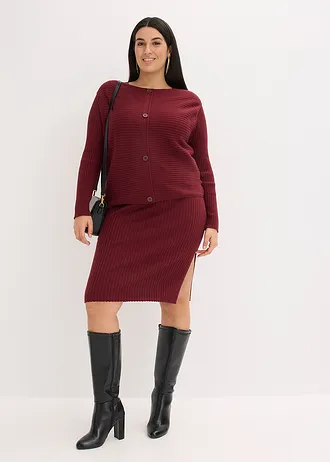 Jurk en gilet (2-dlg. set), Kleur: robijnrood