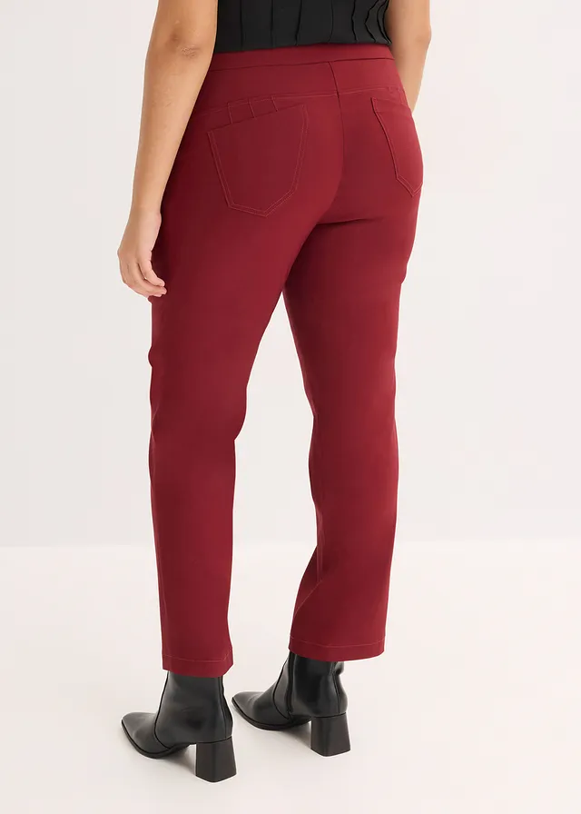 Pantalon en bengaline extensible, Couleur: rouge rubis