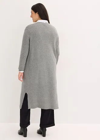 Lang vest met viscose, Kleur: grijs gemêleerd