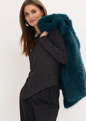 Shirt in een zachte viscosemix • zwart met wolwit • bonprix online shop