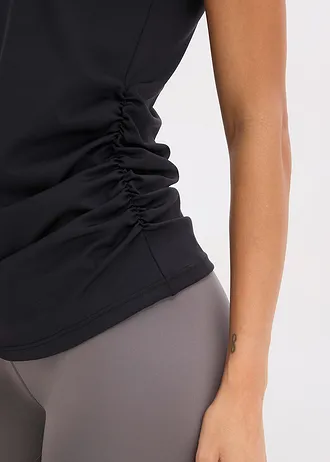 Top funcțional sport cu încrețituri, cu uscare rapidă • negru • magazin bonprix