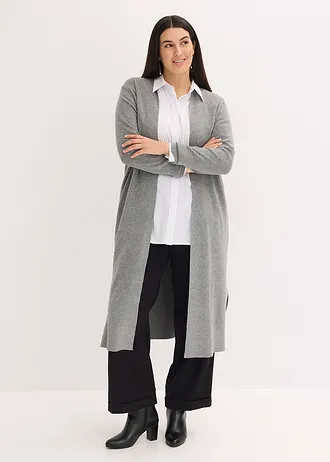 Lang vest met viscose, Kleur: grijs gemêleerd