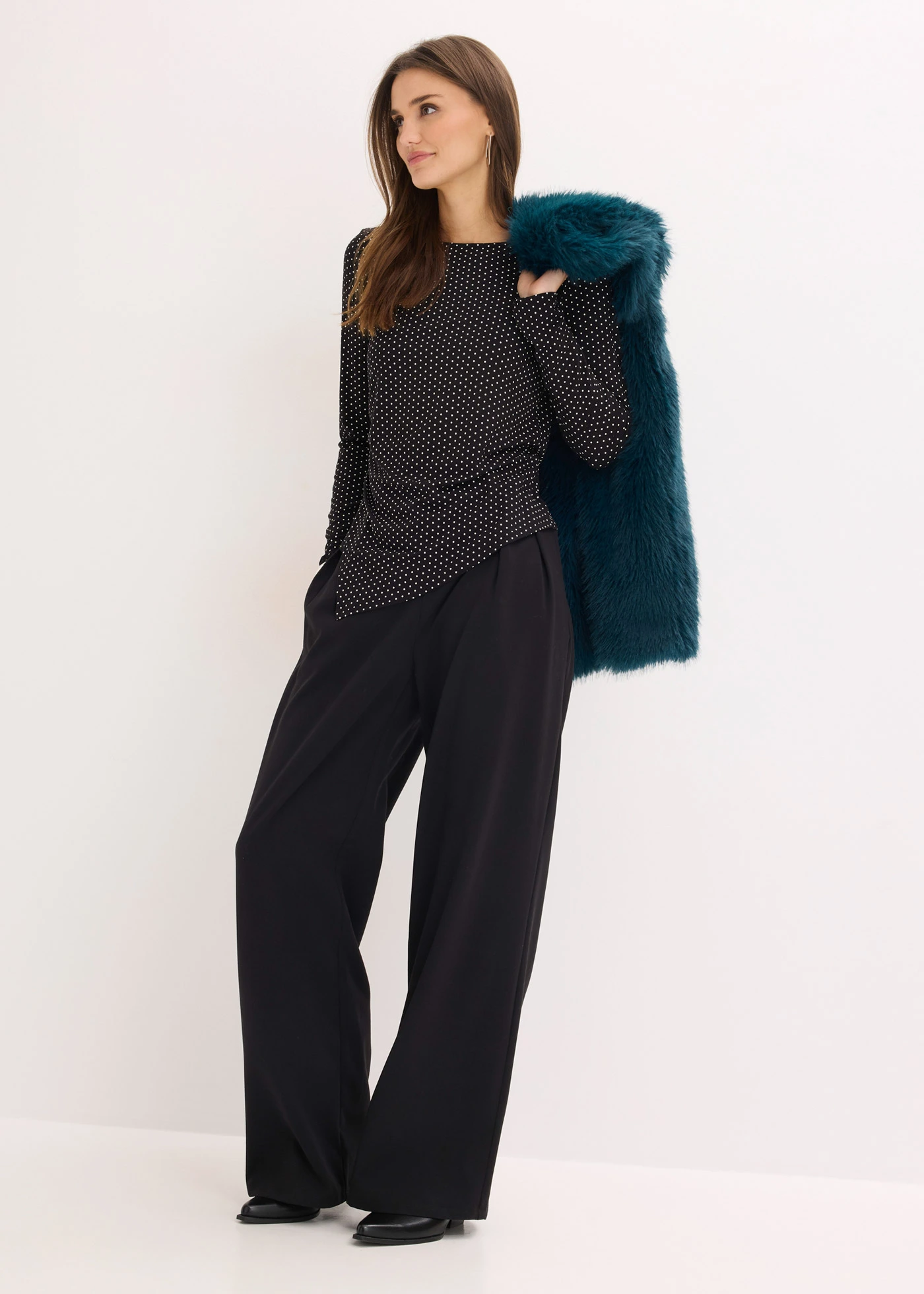 Shirt in een zachte viscosemix • zwart met wolwit • bonprix online shop