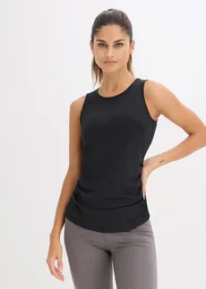 Sporttop met plooien, sneldrogend, Kleur: zwart