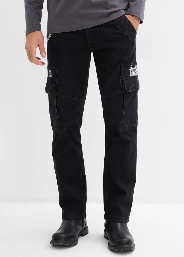 Relaxed fit stretch jeans met comfortband, straight