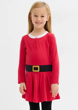Robe de Noël fille en jersey, Couleur: rouge