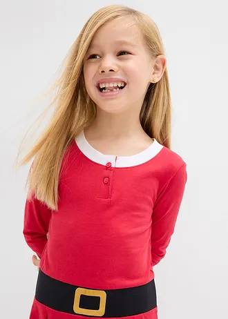 Robe de Noël fille en jersey, Couleur: rouge