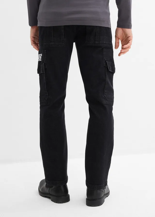 Jean cargo extensible loose taille élastiquée, droit • noir denim • product-page.page-title-suffix