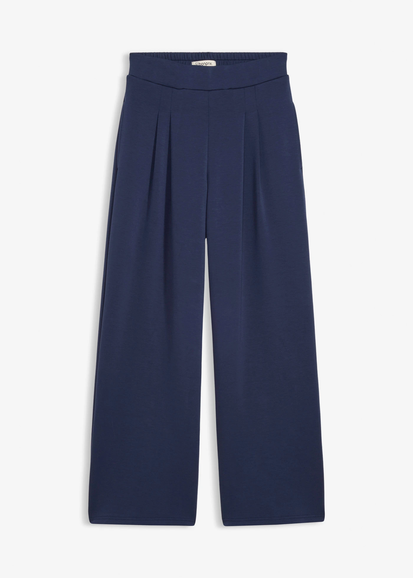 Pantaloni din jerse scuba, cu pense din talie • bleumarin • magazin bonprix