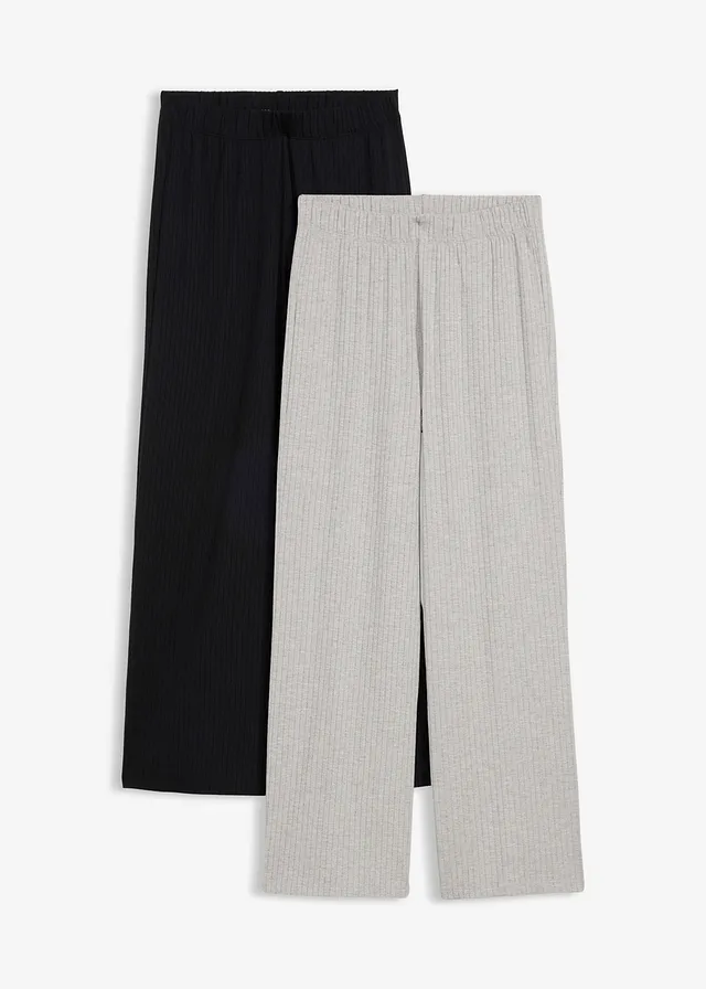 Lot de 2 pantalons en jersey côtelé