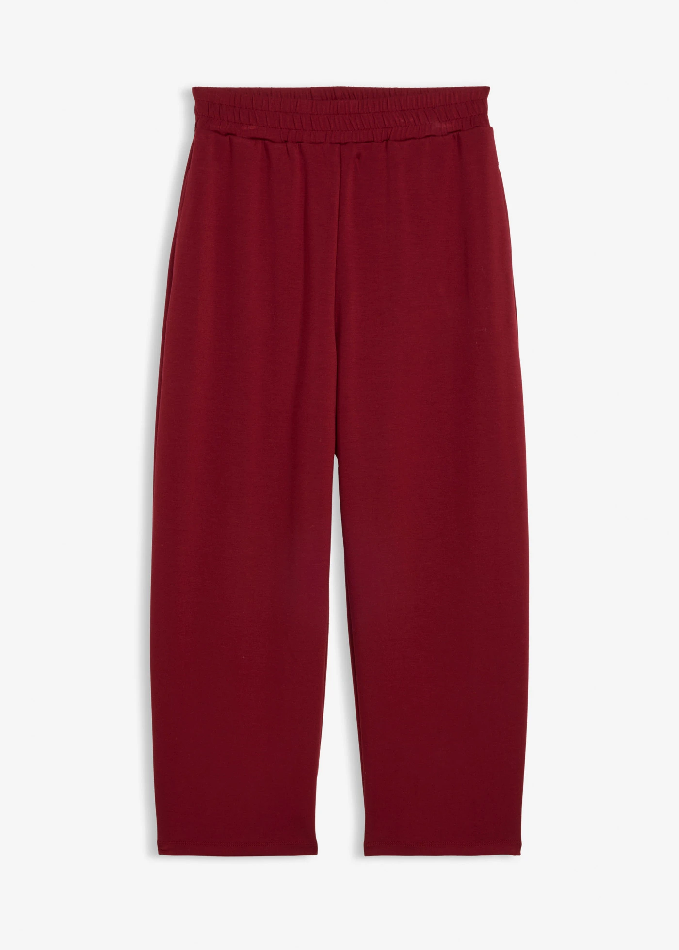 Pantaloni jerse din material scuba, croială barrel • roșu rubiniu • magazin bonprix