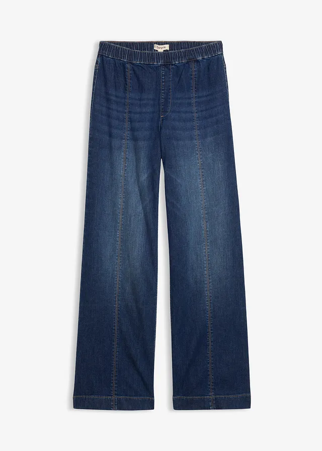 Džíny Wide Leg, High Waist, pohodlný pas, plná délka