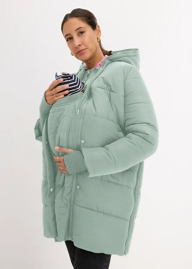 Manteau de grossesse 3-en-1 avec empiècement de portage • vert fumé • product-page.page-title-suffix