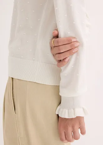 Cienki sweter z mieszanki wiskozy • biel wełny • sklep bonprix