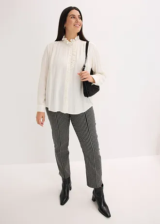 Blouse van lichte crêpe, Kleur: wolwit