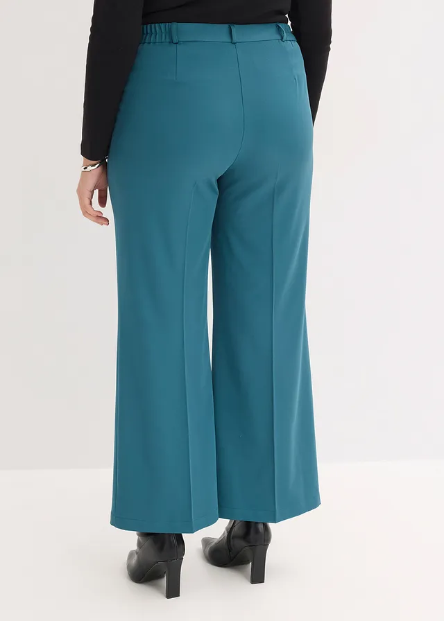 Marlene Dietrich broek met comfortband, Kleur: pepergroen