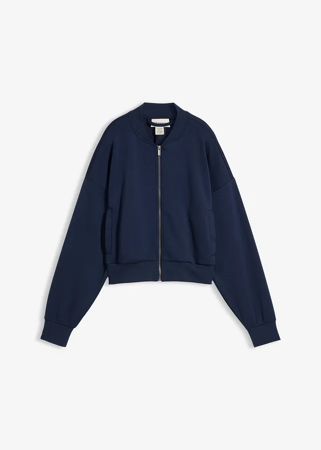 Blouson doux en sweat, Couleur: bleu foncé